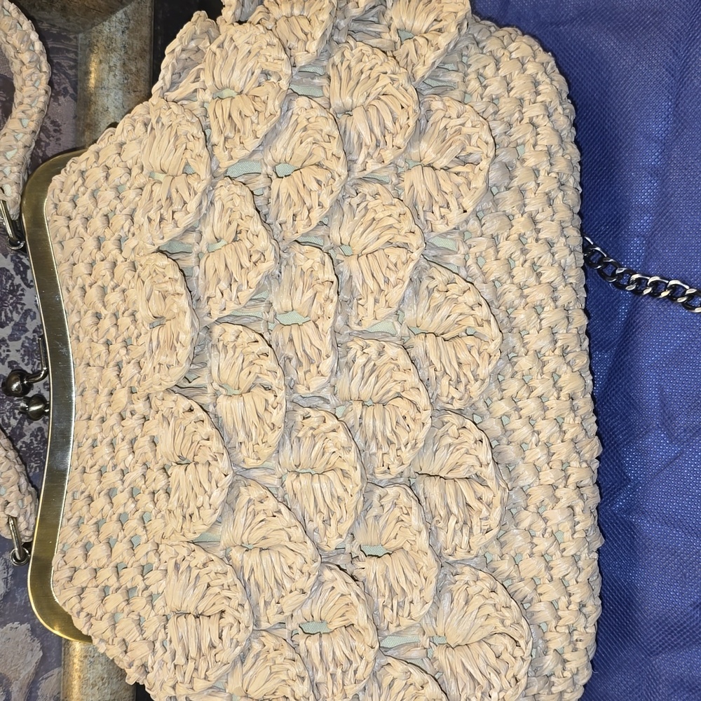 NWOT PATRICIA NASH Scalloped Raffia LAUREANA X-BODY IN A NEUTRAL BEIGE - Picture 13 of 17